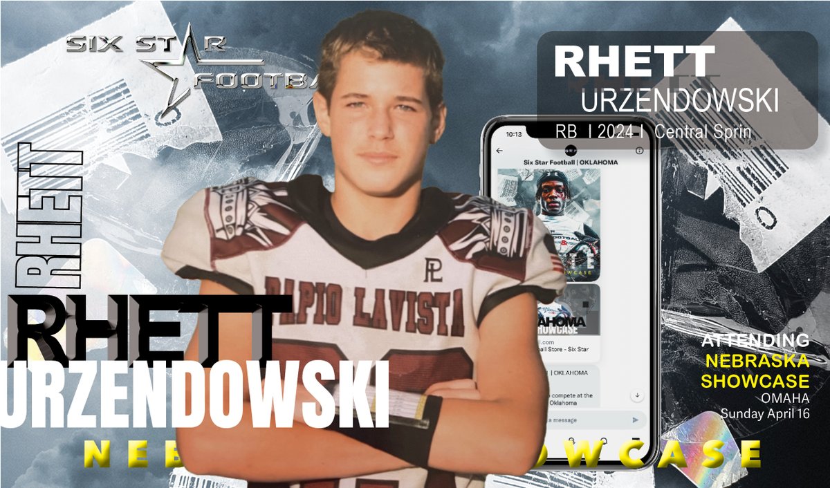 NEBRASKA SHOWCASE  |  Rhett Urzendowski

5’11, 178  |  QB  |  2027  |  LaVista  |  <a href="/rhetturz/">Rhett Urzendowski</a>

▪️Excited to announce 2027 Rhett Urzendowski will be attending the Nebraska Showcase!

📆 April 16
📍Omaha

🎫 INFO/REGISTER:  sixstarfootball.com/six-star-footb…