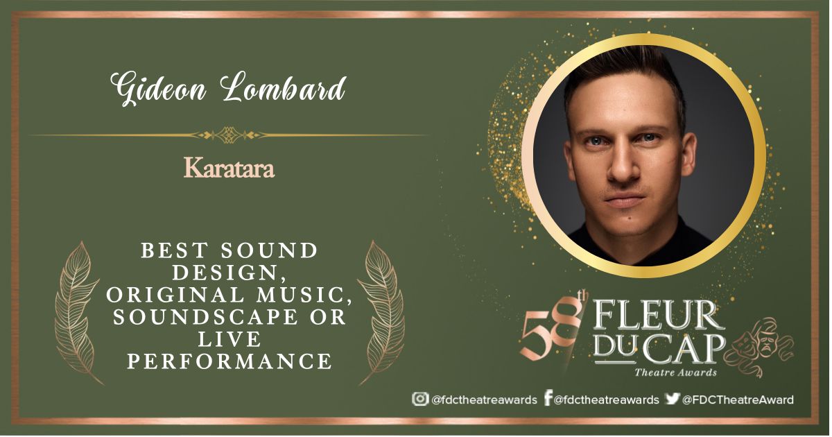 CTTheatreAwards's tweet photo. In the category of Best Sound Design, Original Music, Soundscape or Live Performance Award goes to Gideon Lombard for Karatara.
#FdCTheatreAwards #DistellArts https://t.co/jbpwhz610O