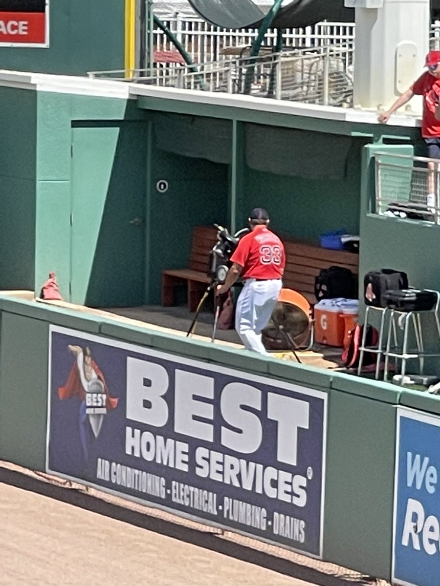 maxinebosko's tweet photo. So excited to be at @FenwaySouth  and the first Red Sox I see is my favorite player of all time @Varitek_33   Let’s go Red Sox!! #redsoxnation #springtraining23 https://t.co/W93hAJwPbr