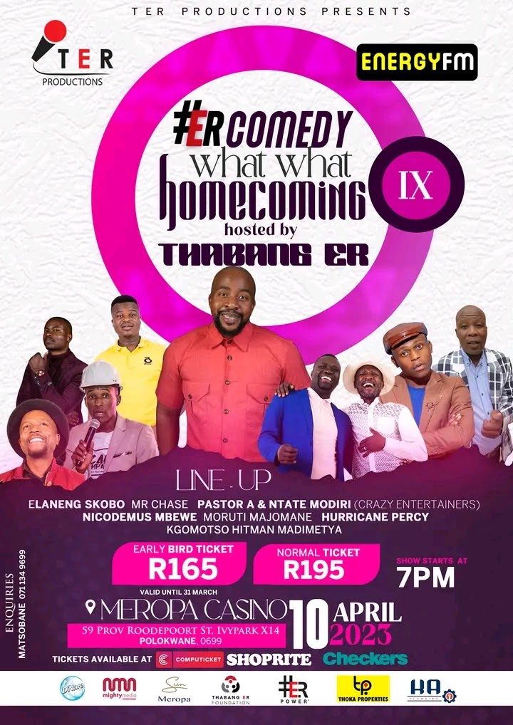 MduduziAmos's tweet photo. 🚨🚨🚨🚨 PLK

#ERComedyWhatWhat IX Homecoming,Monday 10 April, 7pm, Meropa Casino, PLK
EarlyBird Tickets Available until 31 March, R165 @ Computicket | Normal Price R195 #mallofafrica #DateMyFamily #Malema #RechargeLounge #RechargeSundays https://t.co/7M68BQi2wi