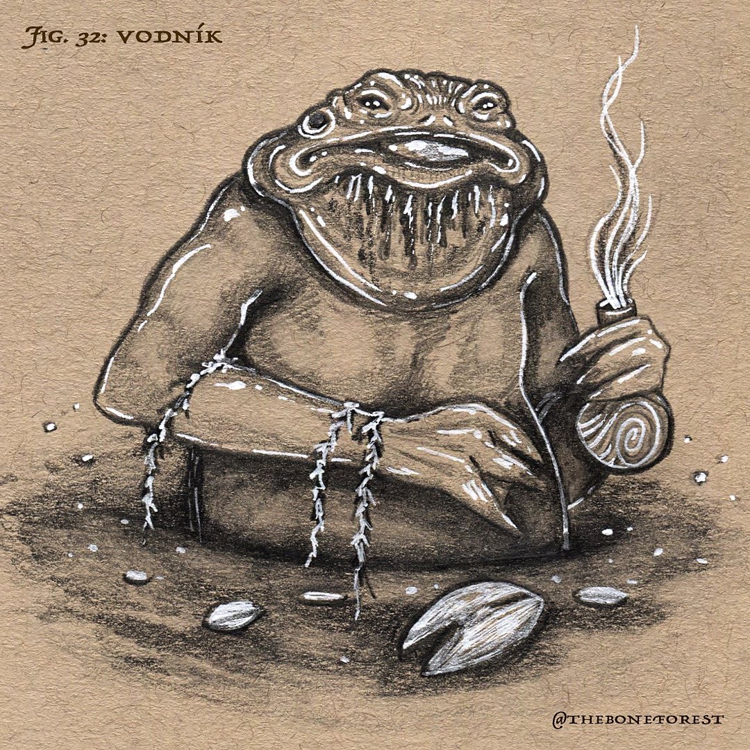 theboneforest's tweet photo. Fig. 32 : Vodník 🌿 (32/100)
•
#art #illustration #pencil #graphite #gelpen #sketch #bestiary #otherworld #fantasy #horror #mythology #folklore #creatureart #the100dayproject #the100dayproject2023 #100daysofbestiary #vodník #vodnik #vodyanoy #soulstealer #slavicmythology https://t.co/q7y2S2R98R