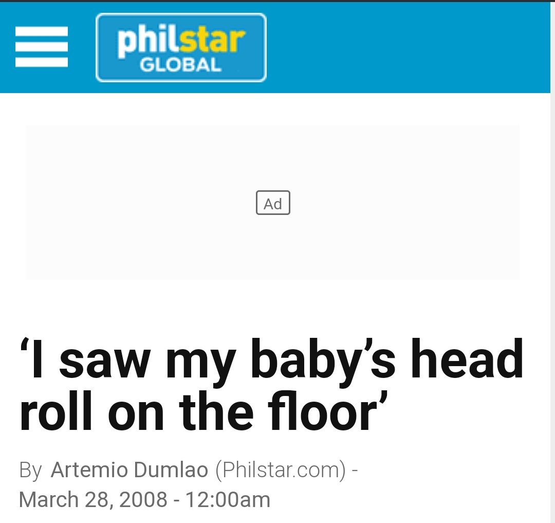 Ano na kaya ang nangyari dito?

"But on Sabado de Gloria (Black Saturday) they had to bury her after an incident in the delivery room of the Baguio General Hospital and Medical Center Wednesday night left the baby headless."

philstar.com/nation/2008/03…