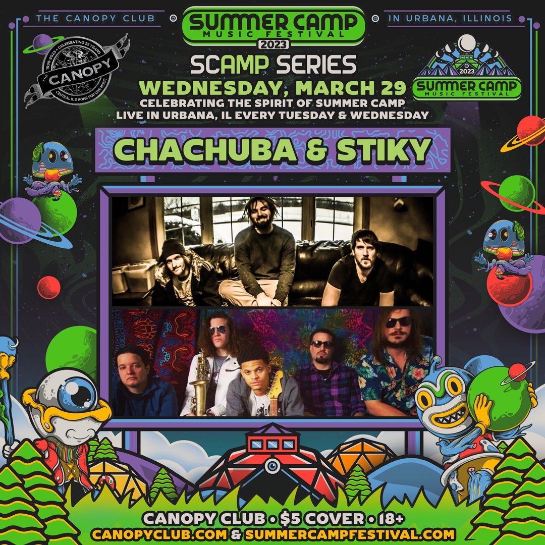 Canopy_Club's tweet image. 🧚‍♂️ @chachubavibes and Stiky roll into #CanopyClub tonight as our SCAMP Series keeps on shakin'! $2 off all draft beers. Stop by the @summercampfest table to see how collecting stamps can earn you #SCamp23 swag. 18+

➡️ canopyclub.com/events/