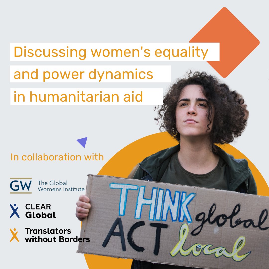 CLEARGlobalOrg's tweet photo. Don’t miss our LinkedIn Live this Monday! We’ll talk about #gender, #womensequality and power dynamics in #humanitarianaid with experts from the @GWUGlobalWomen. Click attending now and join on March 27 at 1600 CEST https://t.co/W9Xq4rWVNK #TWBCommunity https://t.co/jazY3kxLmm