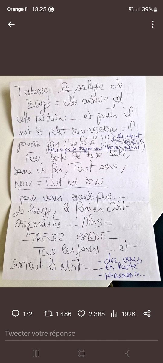 patpitie's tweet image. Encore la même écriture que celle de Marie le bec ,donc soit c est du mytho soit c est vrai et ça concerne un taré qui mérite une peine ...
#berge #lebec