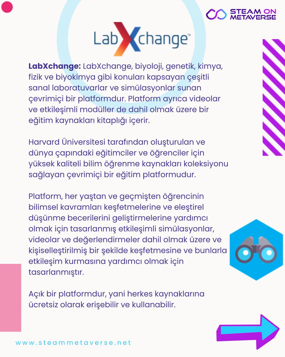 STEAMMetaverse's tweet image. Serimizin 2. olan bu post dizisinde: @LabXchange | @erolozvar #YüksekÖğretimKurumu ( #YÖK ) @YuksekogretimK @Tubitak  | Nova Labs  @nova_labs  @pbs.teachers ;ve devamında da sizlere başka platfomlar önermeye devam edeceğiz. 
#onlinelab #onlinelaboratory #bilimöğren #tübitak