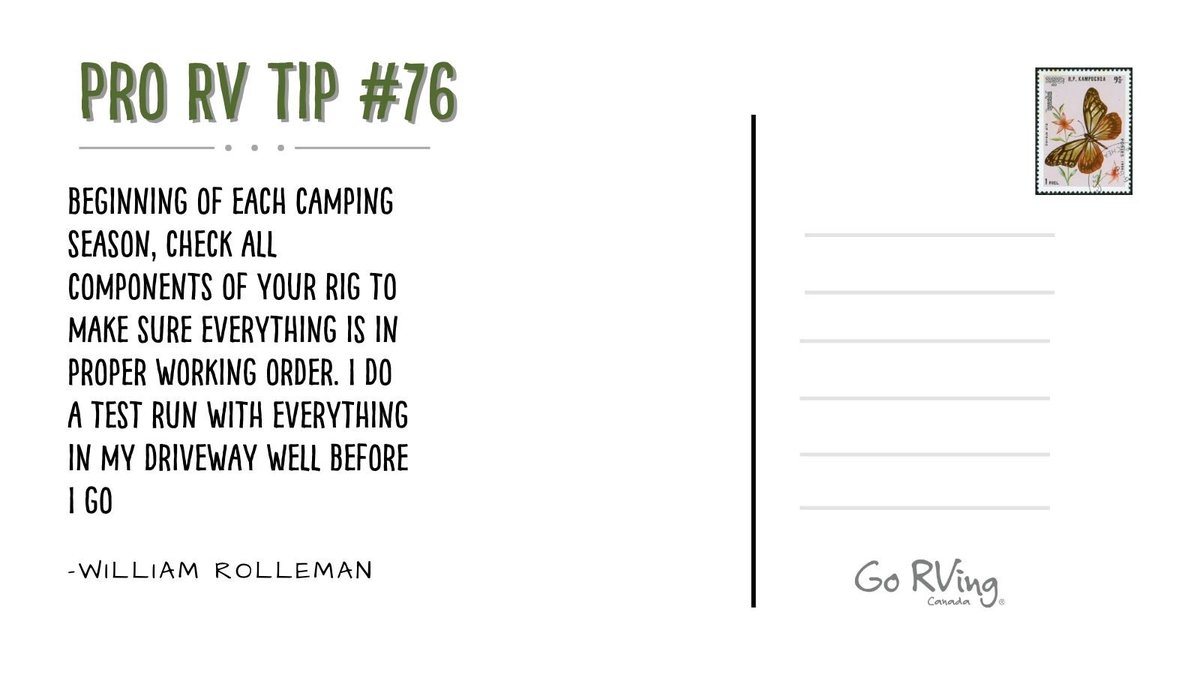 Better safe than sorry William!

With spring upon us, this is a
perfect time to implement this one.

#ProTipTuesday #GoRVingCanada
#RVLife #RVLifestyle