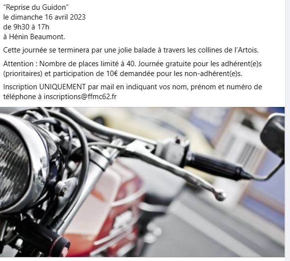 FFMC62's tweet image. Reprise de guidon le 16 avril à hénin-Beaumont pour vous remettre en selle.