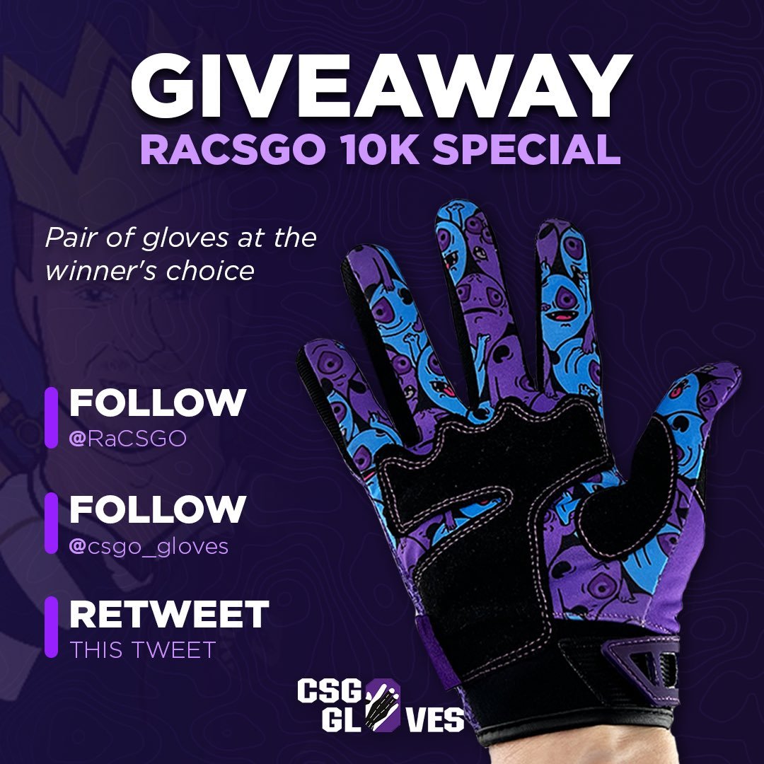 RaCSGO's tweet photo. 🎁 FINAL MARCH GIVEAWAY! 🎁

Giving away a REAL PAIR of CS:GO Gloves 
together with my friends @Csgo_gloves ❤️

To enter:
➡️ Follow @Csgo_gloves 
➡️ Follow @RaCSGO
🔁 Share
❤️ Like this tweet

Ends Sunday April 2nd! https://t.co/RCPR66xS1t