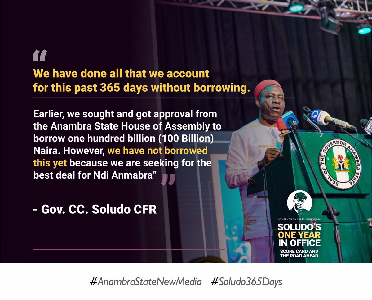 UgoOputa's tweet image. Through prudent financial management and cutting down cost of governance, Gov. @CCSoludo &amp;amp; the #SolutionTeam has been able to deliver dividends of Democracy.

#SoludoSolution #Soludo365Days