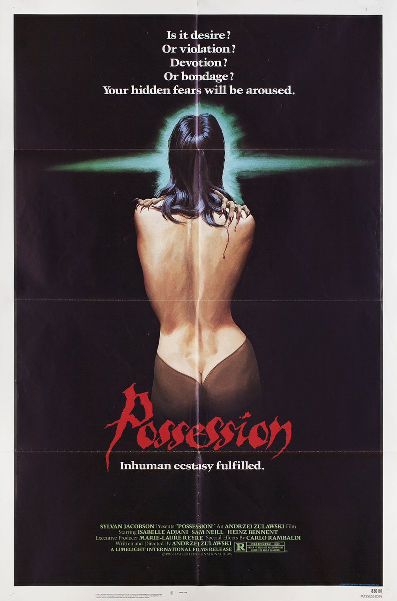 USA movie poster for #AndrzejZulawski's #Possession (1981) #SamNeill #IsabelleAdjani