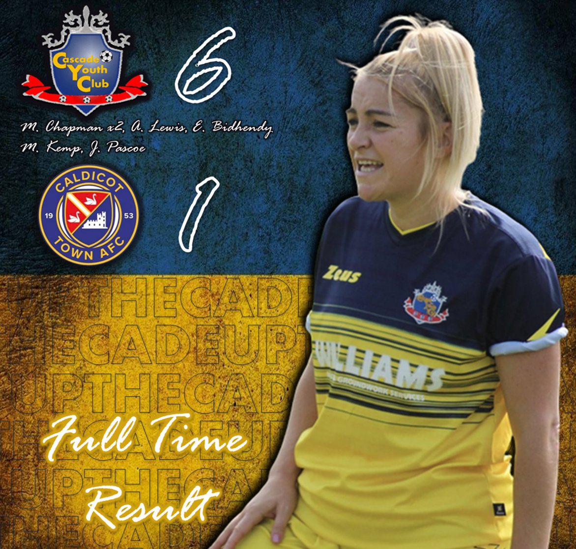 CascadeLadies's tweet image. 🟡🔵 FULL TIME RESULT 🔵🟡

6️⃣-1️⃣

🆚 @CaldicotLadyFC 

Goals: 

@mchapmanx ⚽️⚽️
@Annnnny ⚽️
@Ellie78281350 ⚽️
@MiaKemp31 ⚽️
@jessicamjpascoe ⚽️

@FoundationRoses POTM: Molly Chapman… our pacey winger looked a real threat every time she went forward! ⚽️⚽️🅰️

💙❤️

#UPTHECADE