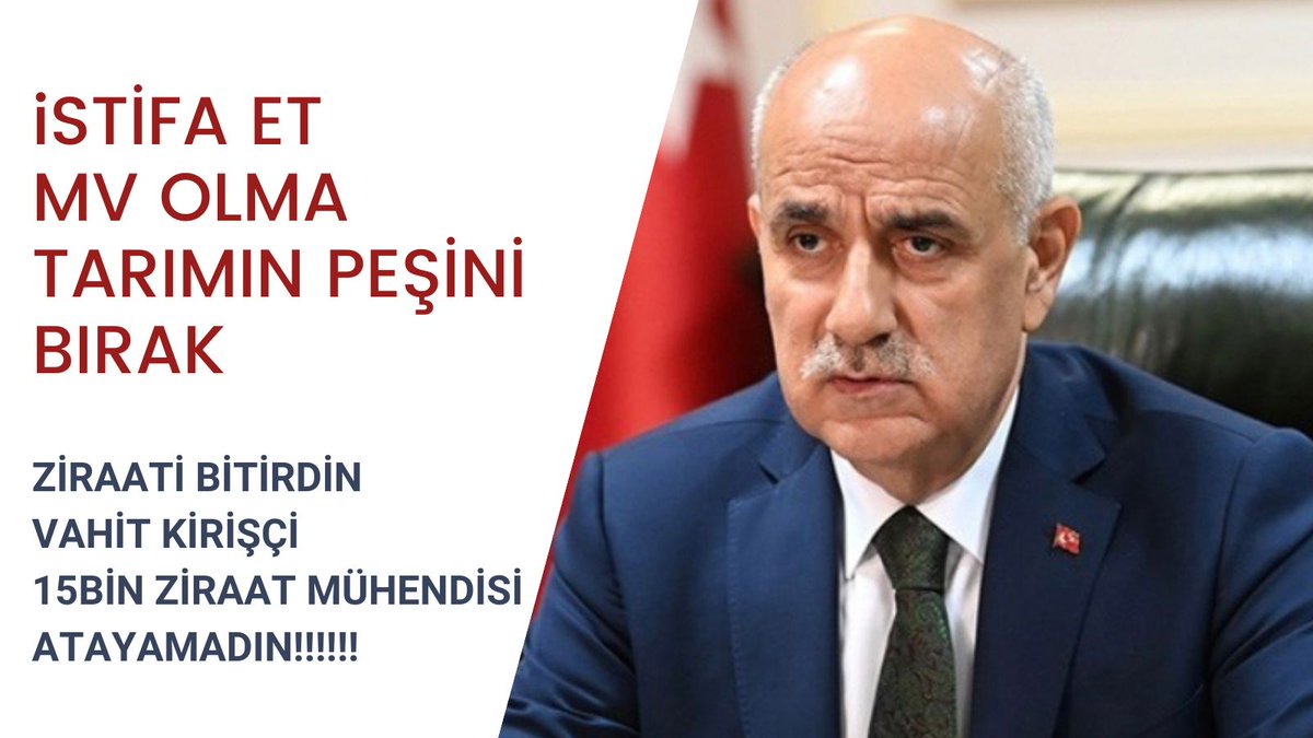 Sayın <a href="/VahitKirisci/">Prof.Dr.Vahit Kirişci</a> biz atama bekleyen ziraat Mühendislerini ne zamana kadar görmezden geleceksiniz. 14 mayısta seçim var. Bizi görmezden geleni bizde görmeyeceğiz pusulada 

#AtamaYokKirisciİSTİFA