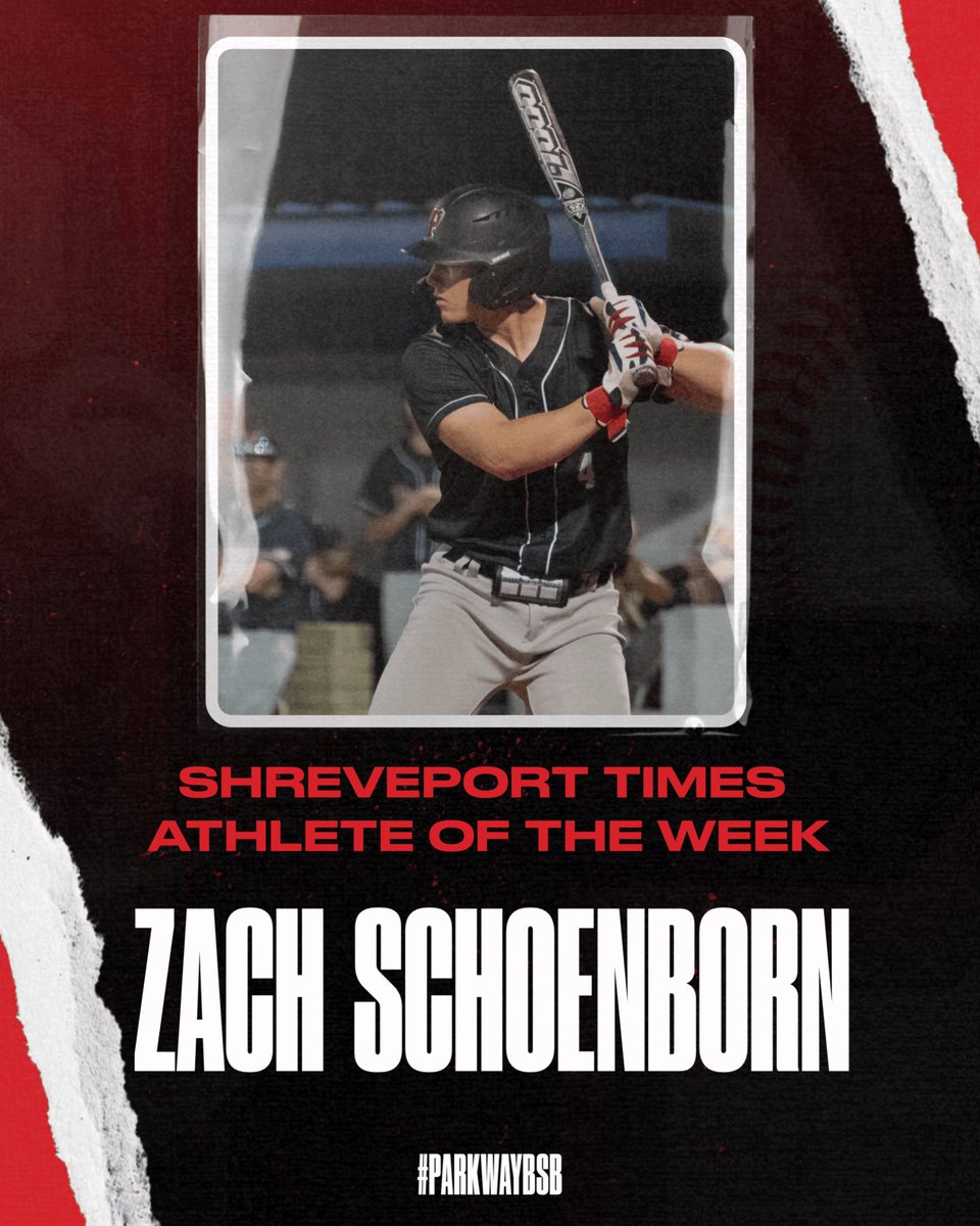🏆 Zach Schoenborn 🏆- Shreveport Times Athlete of the Week - 🥇
<a href="/SchoenbornZach/">Zach Schoenborn</a> is the backbone of our team both on and off the field. Congrats on being named the Shreveport Times Athlete of the Week, Zach! You're a force to be reckoned with behind the plate and we couldn't be