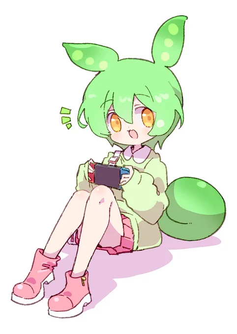 ずん可愛活動へいいねとか貰えてうれしかったので描きました#ずんだもんに可愛らしい衣装を着せる部 