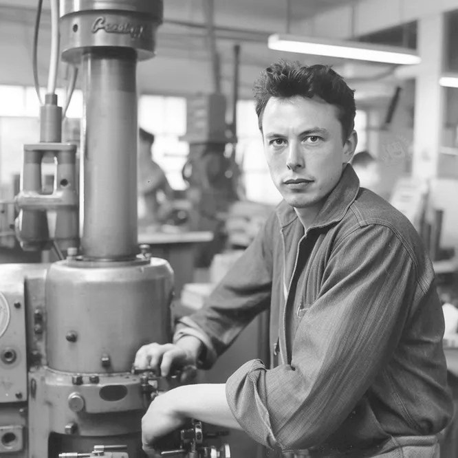 Matriote88's tweet photo. @elonmusk Neural network introduced #ElonMusk in the role of a Soviet engineer https://t.co/DYzxUfCFrg