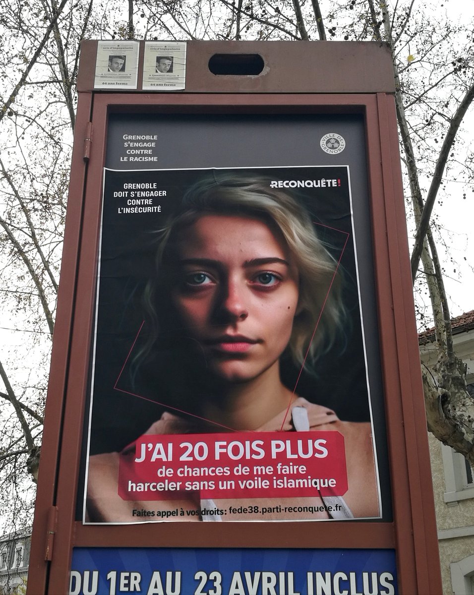 ALERTE INFO : #Grenoble !
La propagande de la ville recouverte par nos militants !
Merci à eux, et félicitations à <a href="/DamienRieu/">Damien Rieu</a> pour cette excellente initiative ! 
#Reconquête #Zemmour