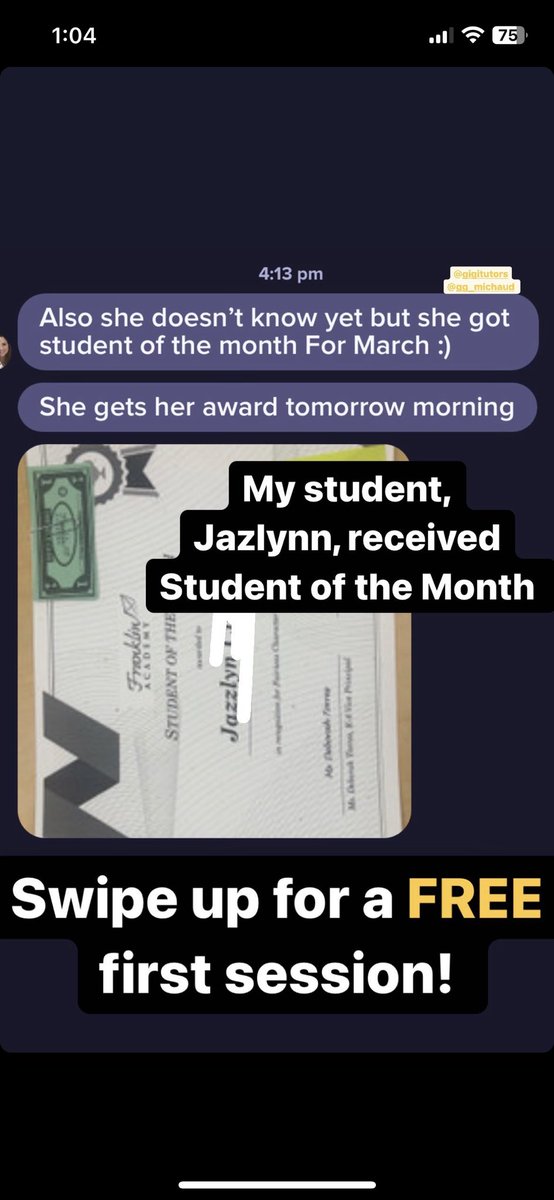So proud of my student Jazlynn! #StudentOfTheMonth #TutoringSuccess
#LearningNeverStops #TutoringWorks
#AcademicAchievement #ProudTutor
#SuccessStory #MotivatedToLearn