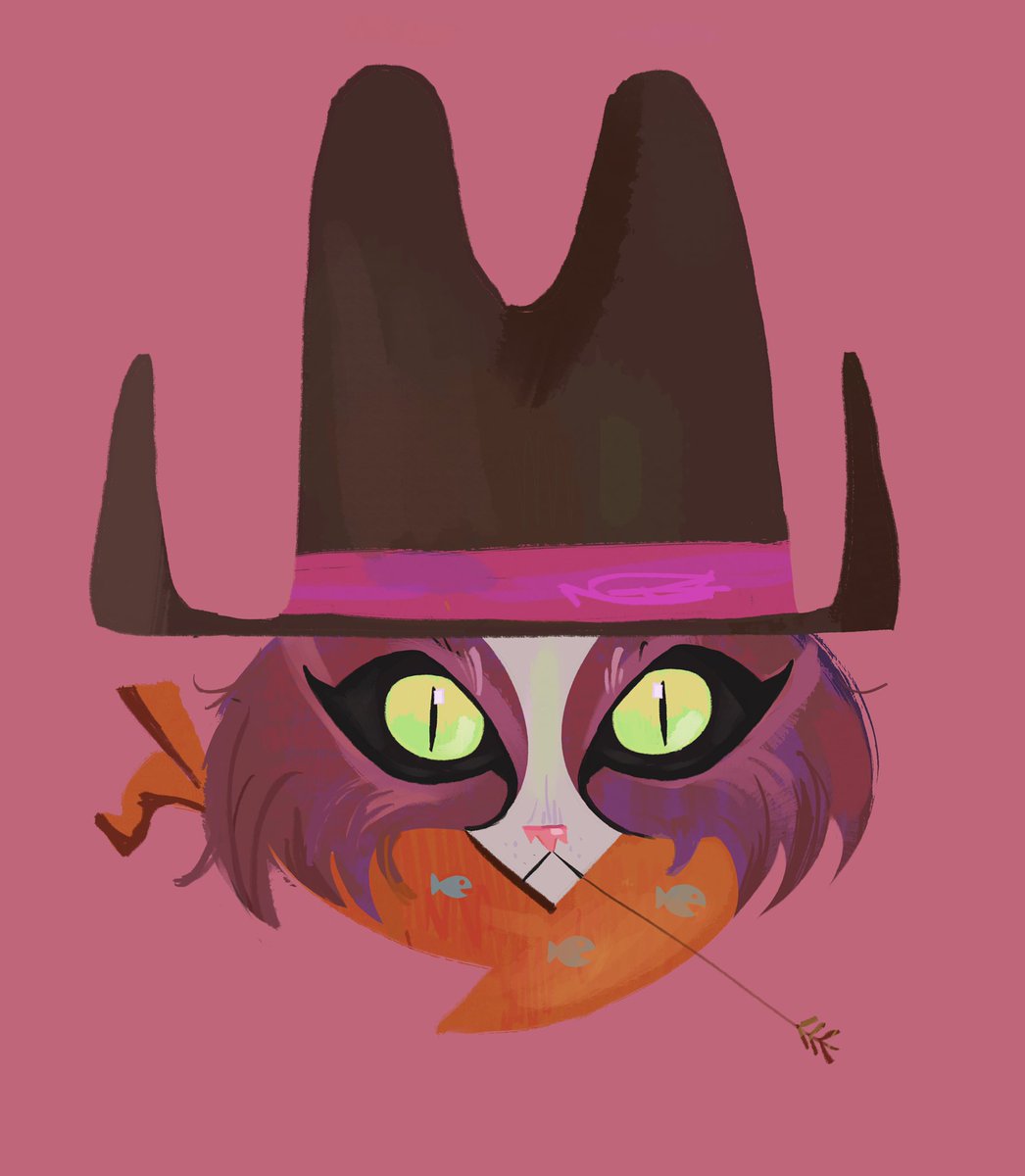 A friend wanted a drawing of her cat as a cowboy