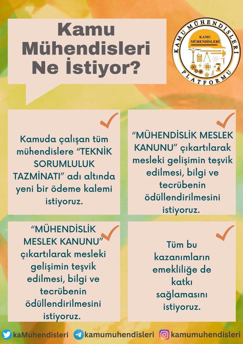 Kamu mühendisleri özlük haklarının iyileştirilmesini istiyor. 
#kamu 
#KamuMuhendisiTorbaya