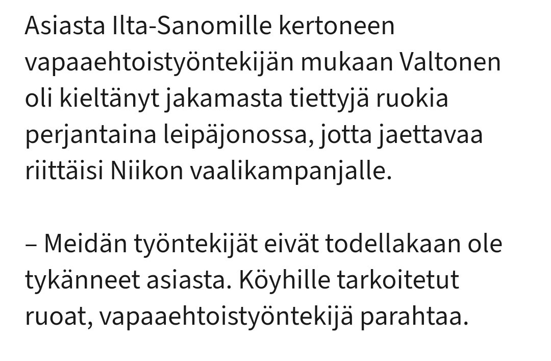 @VilleLahti10 @KariSaarela1 Mitäpä jos tunkisit tuon vasemmistolaispakkomielteesi vaikka perseesi ja opettelisit lukemaan: A) en ole vasemmistolainen B) tuskin lahjoittajatkaan ovat (pääsääntöisesti) vasemmistolaisia, eivätkä he antaneet ruokia Niikon kampanjaa varten. C) ja mitä sitten vaikka olisivat