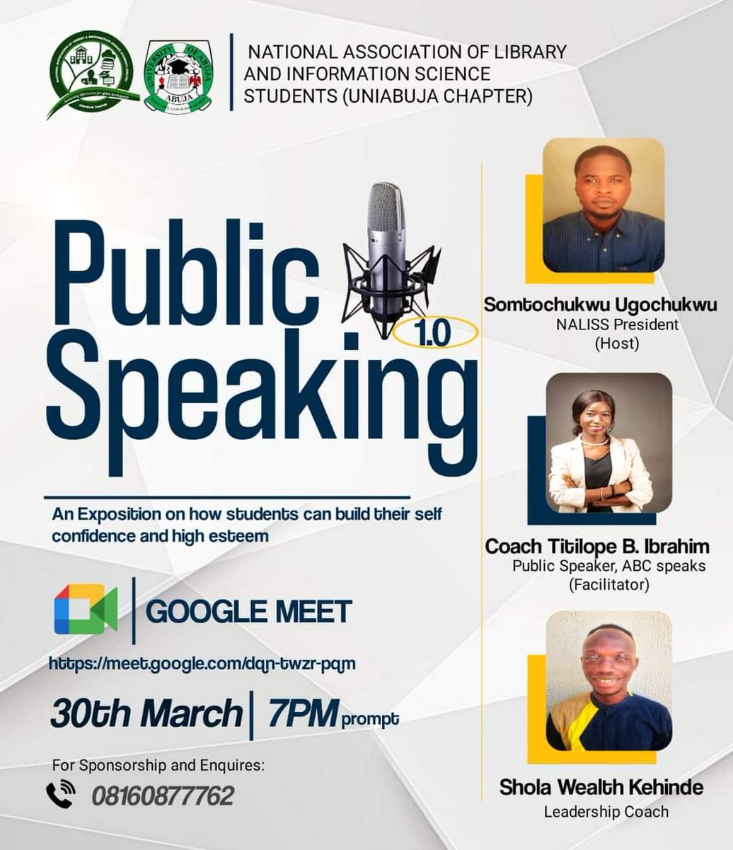 NalissUniabujaC's tweet photo. Happening This Week
A training course on public speaking 1.0, to encourage and improve the students of the department on communicating effectively.
#SavedDate #Publicspeaking #leadership #teamworkmakesthedreamwork https://t.co/a7mBg09phP