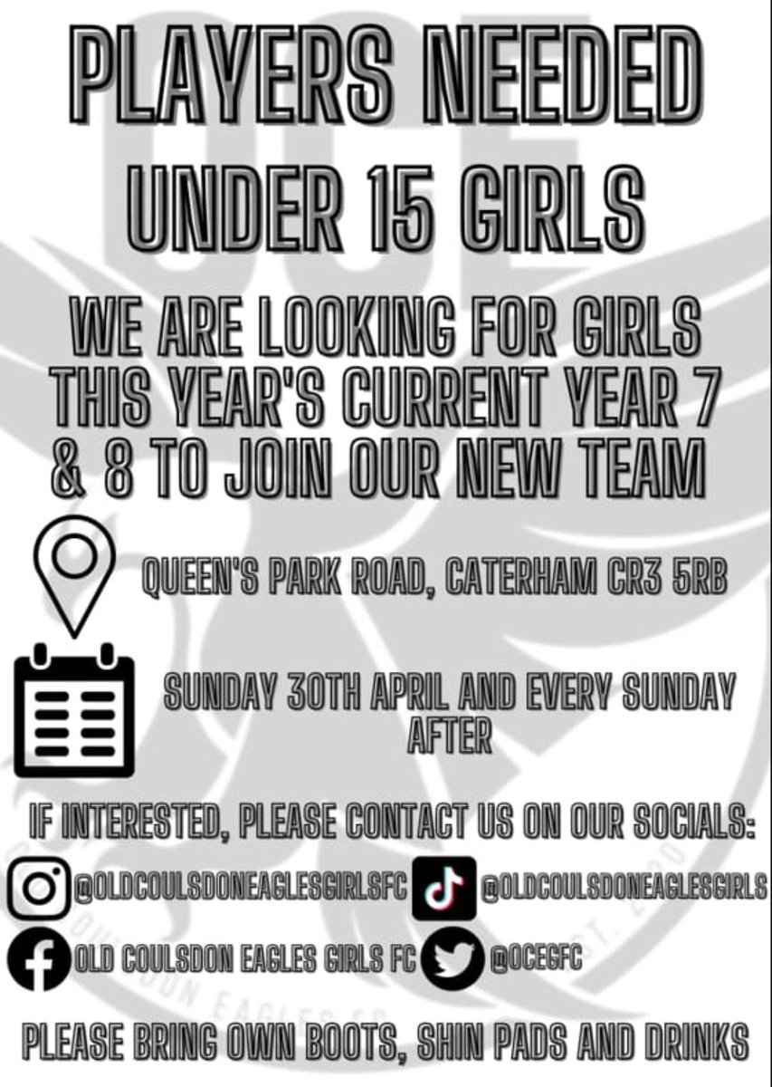 ocegfc's tweet photo. ⚽️⚽️⚽️ ANNOUNCEMENT ⚽️⚽️⚽️
We will be starting our training/trail session on Sunday 30th April!!!! We will require the girls to bring boots shin pads and their own refreshments but apart from that the training/trails will all be FREE OF CHARGE!!! https://t.co/CHJIXRE5zt