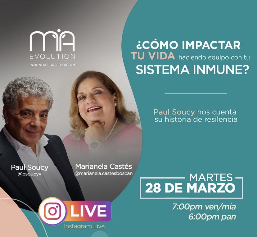 MarianelaCastes's tweet photo. Hoy hago una invitación especial a este live que tendré el MARTES 28. Será con mi amigo Paul Soucy, que conocí hace 20 años cuando padecía un mieloma múltiple y un pronóstico de sobrevida de no más de 5 años. #inmunoalfabetización
#MarianelaCastés
#miaevolution https://t.co/1kK5DQExGQ
