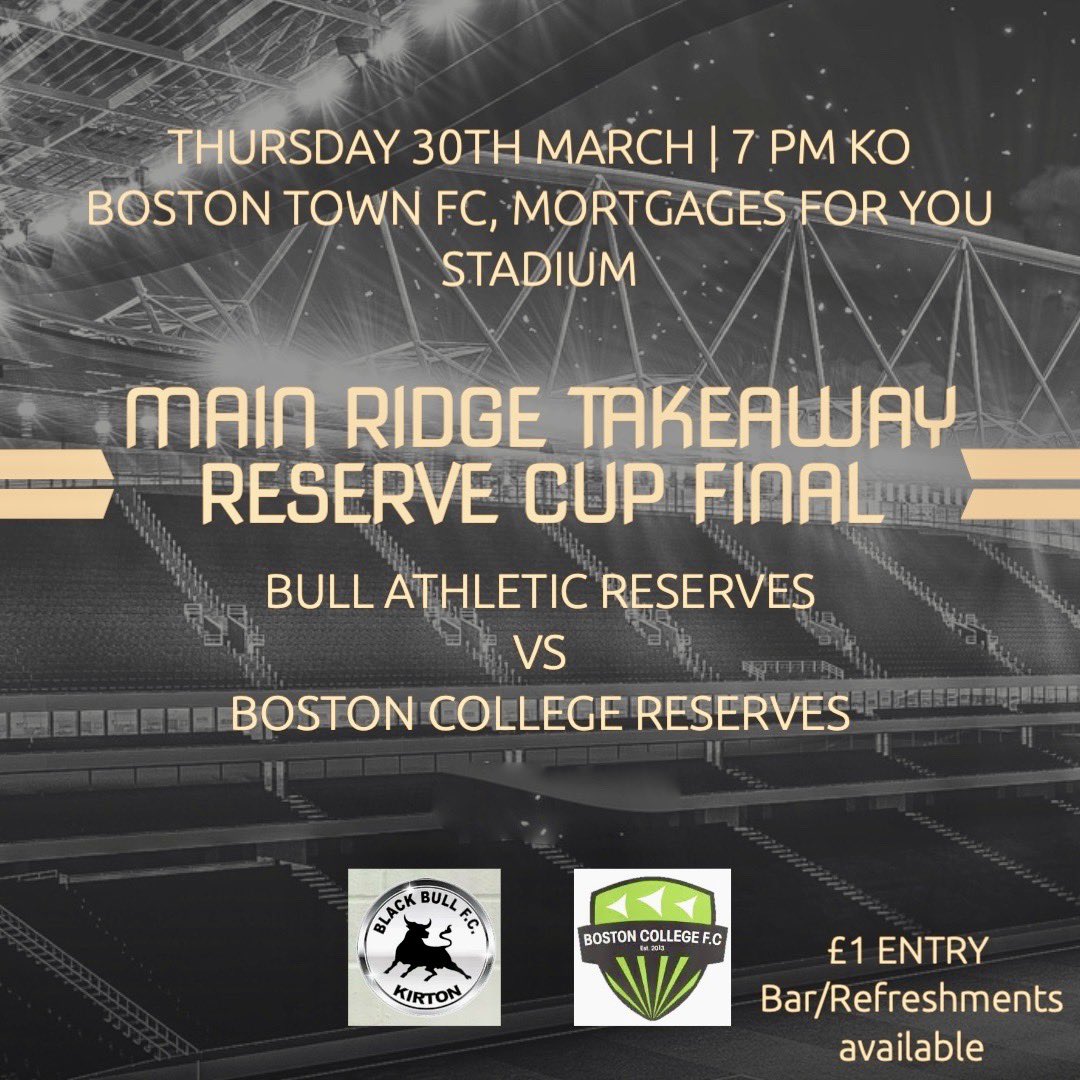 Our seasons finals get underway this week at <a href="/bostontownfc/">Boston Town FC</a> with <a href="/BlackBullFC2/">BlackBullFC</a> and @BCFC_2013 competing for the Reserve Cup 🏆 ⚽️