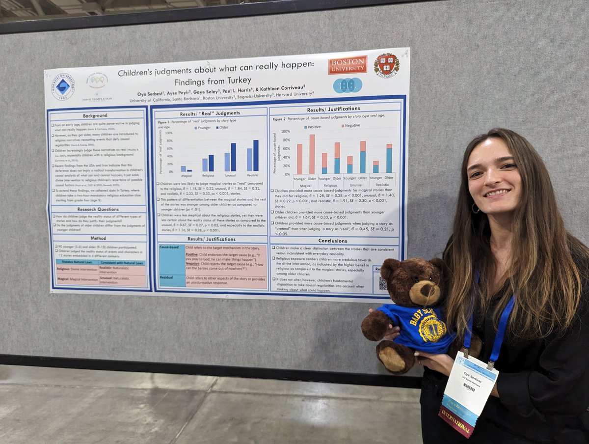 ImmelBailey's tweet photo. Last but not least, @OyaSerbest_ presented a great poster on how children in Turkey think about what can really happen! Little Bear loved seeing her present such great work! @SRCDtweets #SRCD23 https://t.co/x9lGzTYjzu