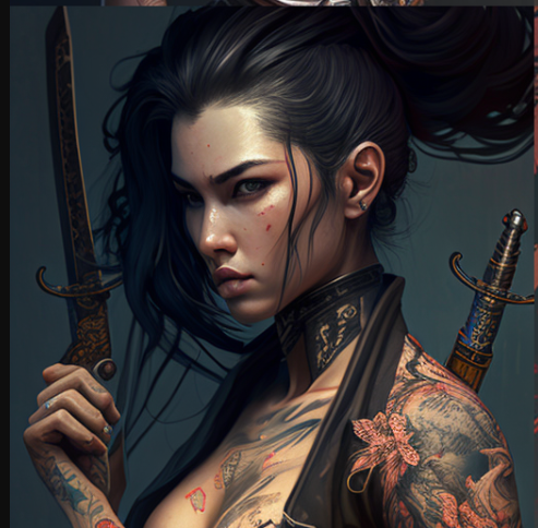 Her name is Yumi, a fierce and skilled Yakuza member known for her deadly precision with a katana. She wears her tattoos proudly, and her black hair is always tied back in a ponytail. 
 <a href="/zkxprotocol/">ZKX</a> #ZKXYakuza.