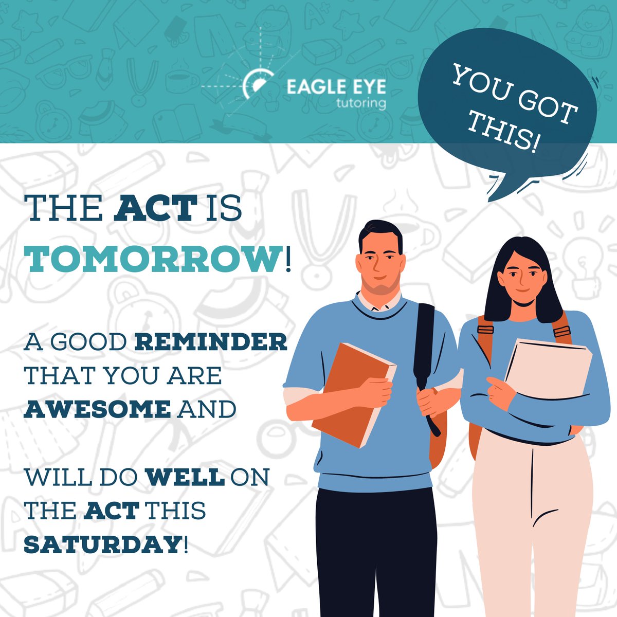 Keep faith in yourself.
You got this!

Good luck with your ACT test tomorrow.
.
.
.
.
.
.
.
.
.
#ACTtest #ACTprep #ACTscore #ACTstudy #ACTtips #ACTexam #ACTstrategy #ACTmath #ACTenglish #ACTscience #ACTreading #ACTwriting #ACTpractice #ACTsuccess #ACTgoals #ACTimprovement