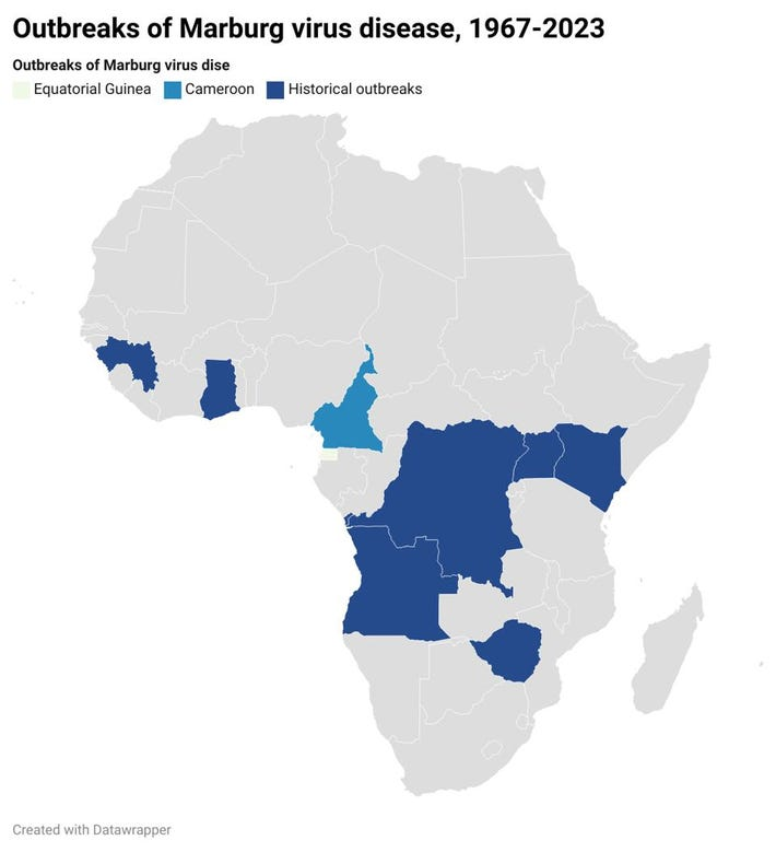 EstebanOrtizMD's tweet photo. Hay un brote de la enfermedad de Marburg en África Occidental que ha sido reportado en países como Guinea Ecuatorial, Tanzania, RDC y otros. Esta enfermedad es altamente mortal, con una tasa de letalidad de más del 60%.
Te dejo un #HiloFlash sobre este tema de #SaludGlobal https://t.co/JD9BeNdz1Z