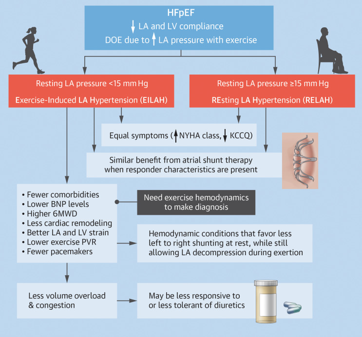 REDUCE LAP-HF TRIAL II @LitwinSheldon @JACCJournals -pts w/ HFpEF and exercise-induced LA HTN had similar symptom severity but less advanced myocardial and pulmonary vascular dz. Subgroup difficult to diagnose w/o invasive exercise HD, but may respond to atrial shunt therapy.