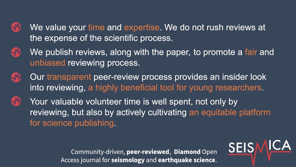 Why lend your scientific expertise and become a reviewer for the Diamond Open Access Journal Seismica?

seismica.library.mcgill.ca/reviewer-guide…
