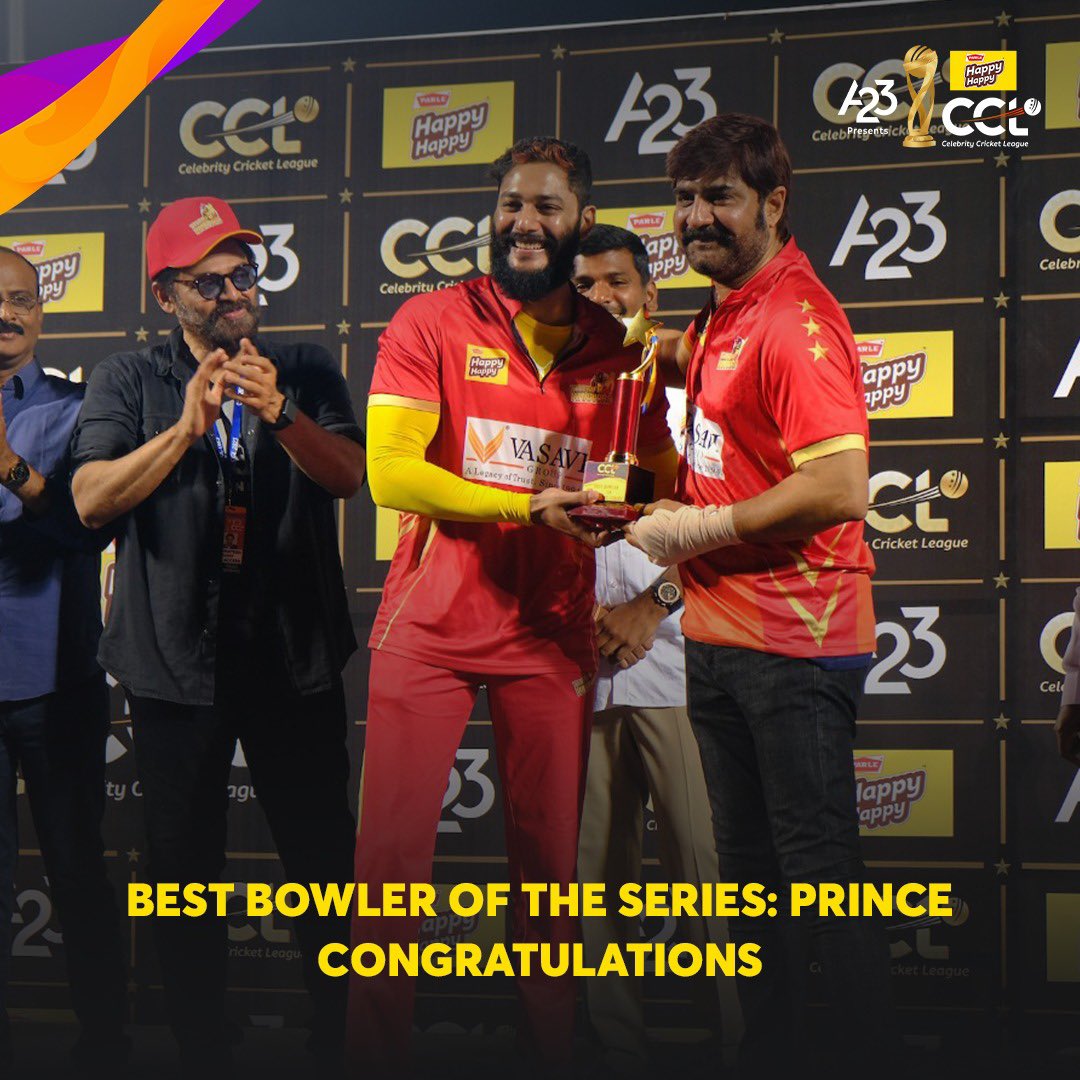 ccl's tweet photo. Congratulations to all the winners from the CCL 2023 tournament!!

#A23 #ParleHappyHappy #a23rummy #chalosaathkhelein #letsplaytogether
#CCL2023 #cricket #celebrity #cricketlovers #celebritycricketleague #cricketlive
#cricketfever #vasavigroup @vasavigroup https://t.co/GgzBwhwWIK