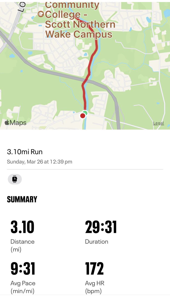 Rainy and gray but warm little 5K run on the Raleigh greenway for me and <a href="/RealAndrewMeyer/">Andrew 〽️eyer</a> today. I see some of you are running in snow and cold still, so I’ll gladly take this 😂😊
