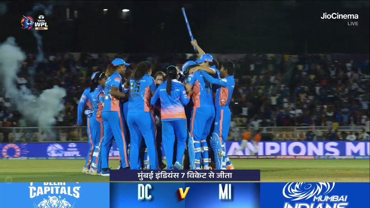 ummeshkumar's tweet image. History created by Mumbai Indians.
First ever champions in WPL.
#MumbaiIndians #TATAWPL #DelhiCapitals #MIvsDC