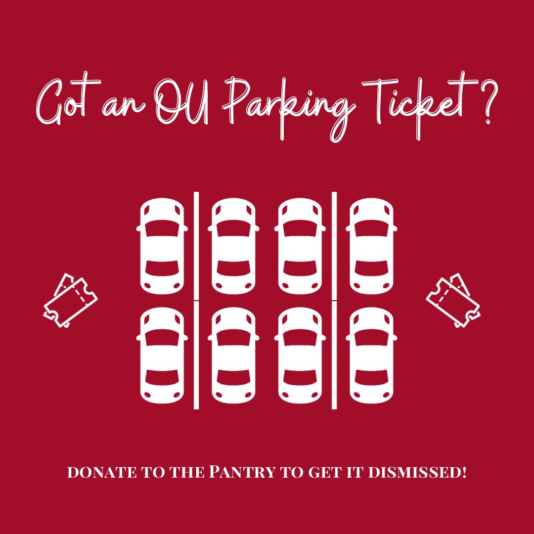OUFoodPantry's tweet image. Did you receive an OU Parking Ticket? Follow this guide to get your citation dismissed by donating to the OU Food Pantry!! 

Reach out to SGA if you have any further questions or concerns!