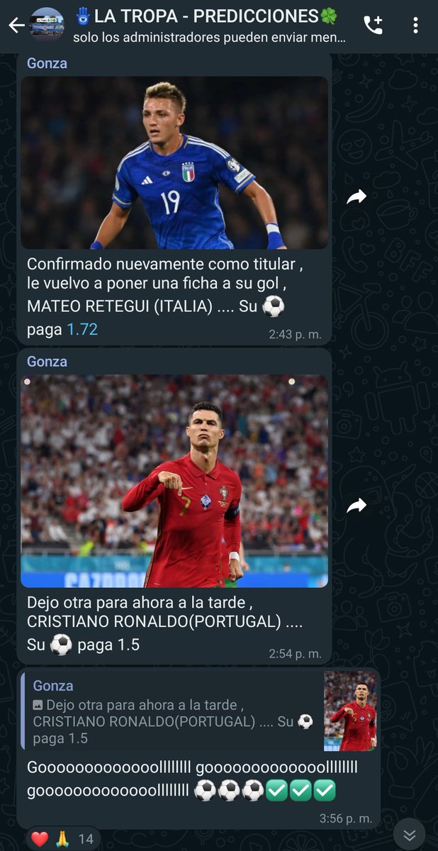 Astro_Psicolog1's tweet image. Nuestro grupo de WhatsApp 🧿
Hoy #Domingo nos dejó lindos aciertos de la mano de Nuestro Tipster oficial de LA TROPA #Gonza ✨👌 Que no solo durante casi 2 años apoyo y aporto en nuestro comedor infantil, si no, que también paso a ser de nuestro equipo de análistas y hoy es uno