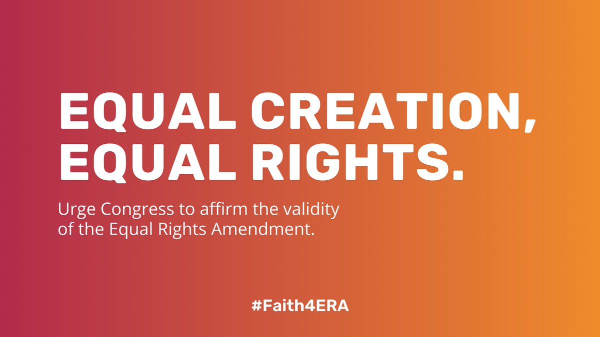 Our faith traditions uphold the sacred worth of all people, yet women and girls are still being denied equal protection under the law.

We need the ERA to change this. 

Urge your representatives to #AffirmTheERA this #WomensHistoryMonth ➡️ bit.ly/Faith4ERA #Faith4ERA