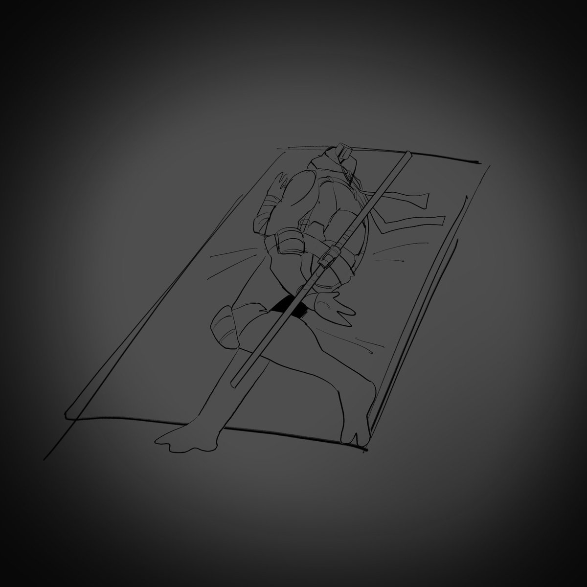 fanart i drew of donnie dying in a glue trap
