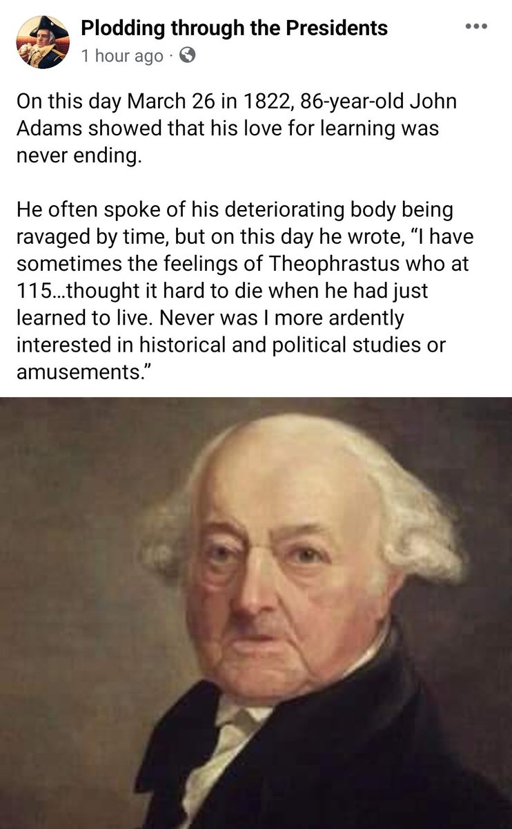 StewartKenly's tweet photo. Today in history, John Adams offers some inspiration and life advice. Never stop learning, my friends!!! It is our duty as citizens, and necessary to be virtuous individuals!!! Thanks, @plodwithme, for sharing this on FB!!!! @ADAMSNPS @AdamsMemDC #POTUS2 #AlwaysLearning https://t.co/O9p3S1rCza