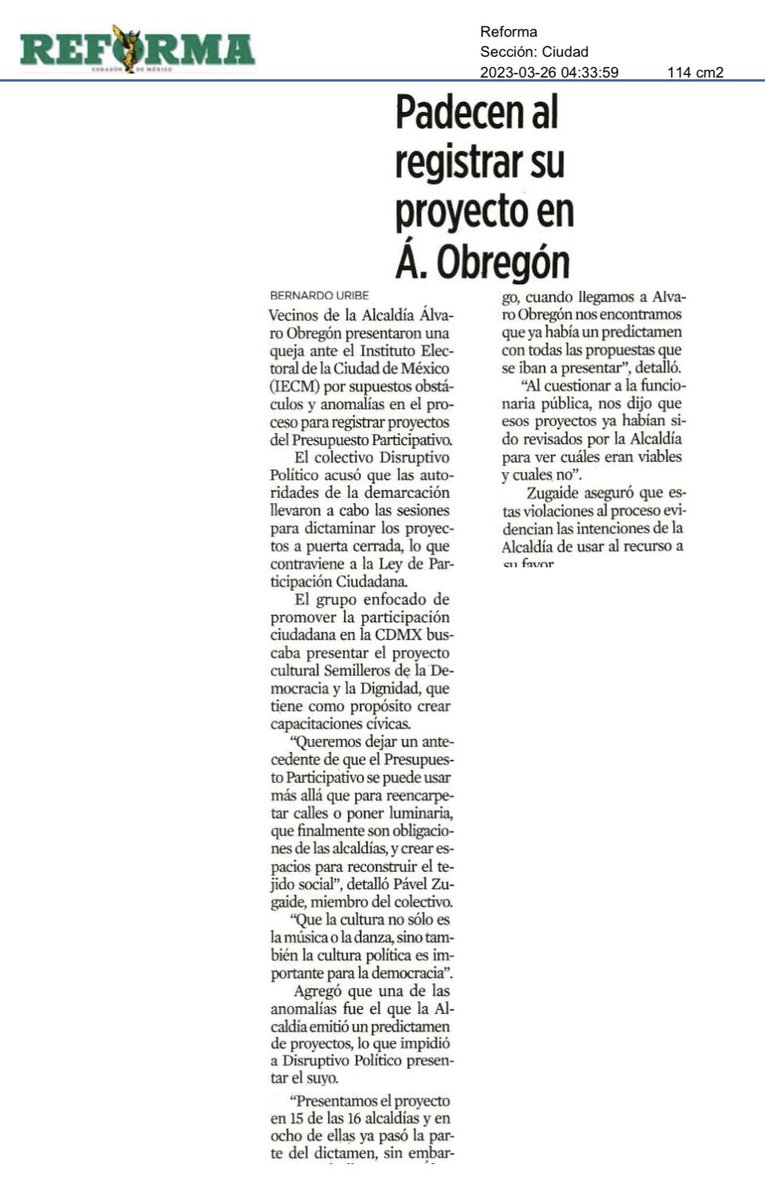 ¡La democracia va más allá de la urna!

Por eso presentamos queja ante <a href="/iecm/">IECM</a> porque <a href="/AlcaldiaAO/">Alcaldía Álvaro Obregón</a> <a href="/lialimon/">Lía Limón</a> le están poniendo el pie a los vecinos ya que buscan apropiarse del 💰 del  #PresupuestoParticipativo para sus propios intereses. 

⚠️ Atención: <a href="/genarolozano/">Genaro Lozano 🌈</a> <a href="/EstefaniaVeloz/">Estefanía Veloz</a>