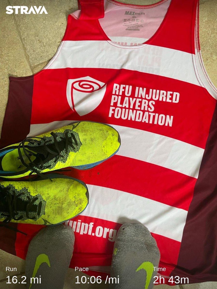 Putting in the final mileage… 4 more week until <a href="/LondonMarathon/">TCS London Marathon</a> for the <a href="/TheRugbyCharity/">RFUIPF</a>. Still open to donations 😉 2023tcslondonmarathon.enthuse.com/pf/mark-hyndman