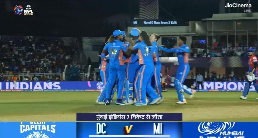 unnathi_a's tweet photo. Congratulations @mipaltan on your incredible win🥳
#wpl #WPLFinal #MumbaiIndians #Cricket #Finale https://t.co/68MYIzaCny