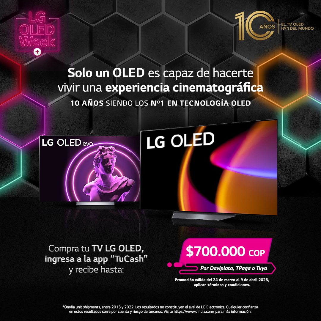 lg_colombia's tweet photo. Renueva tu televisor con las pantallas LG OLED de en la temporada OLED WEEK, para disfrutar de una experiencia cinematográfica.

Consigue más información aquí: https://t.co/XqvjWY2U6J

#LG #LifeisGood #TelevisoresLG #TVOLED #Experiencia #TuCash #TVOLEDLG10Años https://t.co/Z2LcYgUozV
