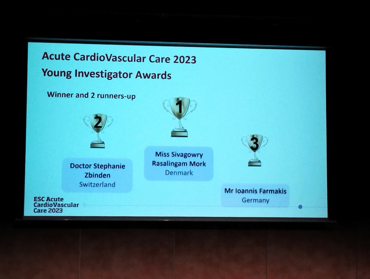Sivagowry Rasalingam Mørk (@msivagowry) on Twitter photo What an honour to win 🥇🏆 at this years <a href="/escardio/">European Society of Cardiology</a> #ACVC2023 Young Investigator Award session. Great presentations from all finalists👏🏾 Thank you for your support <a href="/cardiac_group/">CRITICAL CARDIAC CARE RESEARCH GROUP</a> and for having me onboard <a href="/HelleSoholm/">Helle Søholm</a>
<a href="/AUHdk/">Aarhus Uni.hospital</a> <a href="/AUHCardio/">Department of Cardiology Research AUH</a> What an honour to win 🥇🏆 at this years <a href="/escardio/">European Society of Cardiology</a> #ACVC2023 Young Investigator Award session. Great presentations from all finalists👏🏾 Thank you for your support <a href="/cardiac_group/">CRITICAL CARDIAC CARE RESEARCH GROUP</a> and for having me onboard <a href="/HelleSoholm/">Helle Søholm</a>
<a href="/AUHdk/">Aarhus Uni.hospital</a> <a href="/AUHCardio/">Department of Cardiology Research AUH</a>
