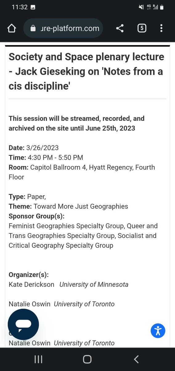 this is the main reason why i came to the aag this year. i SO look forward to hearing my brilliant friend and colleague <a href="/jgieseking/">Jack Gieseking @jgieseking@tech.lgbt</a>. come join us at 4:30pm today. #AAG2023 aag.secure-platform.com/aag2023/solici…