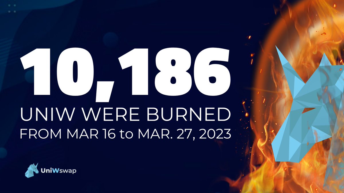 teamuniwswap's tweet photo. From March 16 we already burned 10,186 $UNIW through the 3% sell tax. Thank you for strongly holding in the @EthereumPoW chain, stay tuned for more news and updates!π₯
Check the burning address at @OKLink:
https://t.co/6QlvyF4QTG
#UNIWSWAP #EthereumPOW #UNIW #Burn #Crypto https://t.co/JoKkCLgnpa